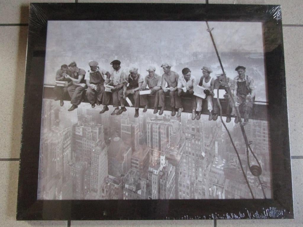 NIEUWE kader met poster Bouwvakkers Empire State Building, Ophalen, Nieuw, 56 cm, 46 cm