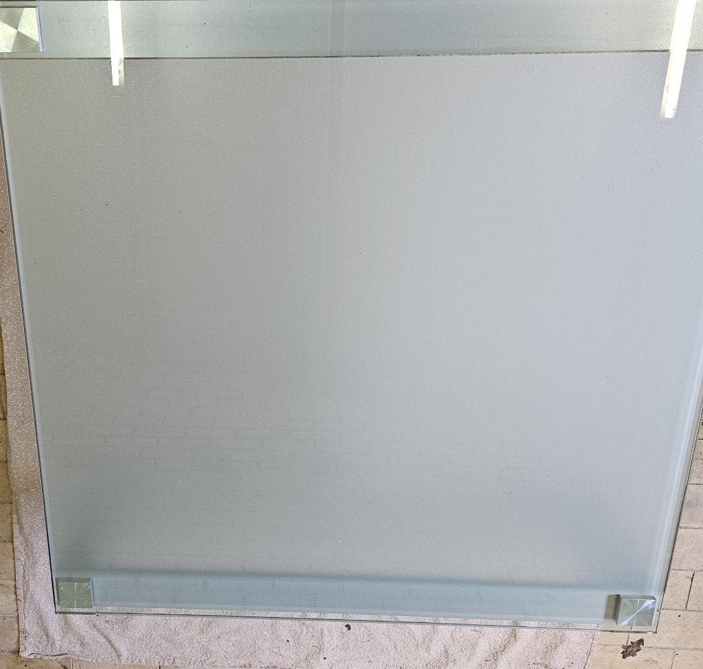 salontafel met glazen blad, Huis en Inrichting, Overige materialen, 100 tot 150 cm, Vierkant, Ophalen of Verzenden