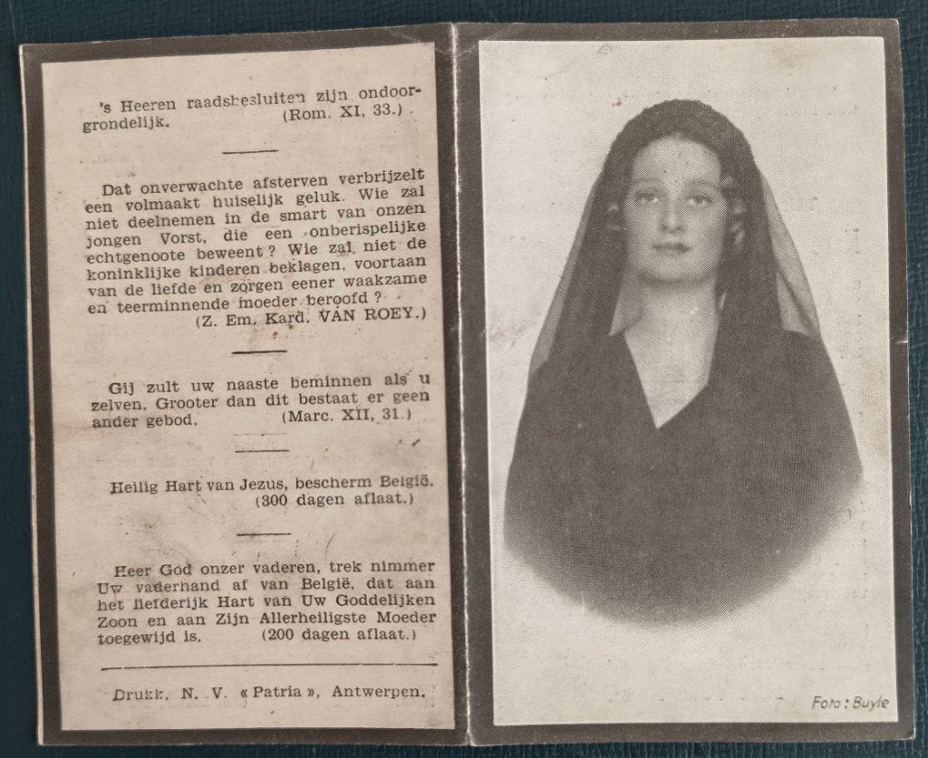 Rouwprentje Koningin Astrid (1905-1935), Ophalen of Verzenden, Gebruikt, Kaart, Foto of Prent