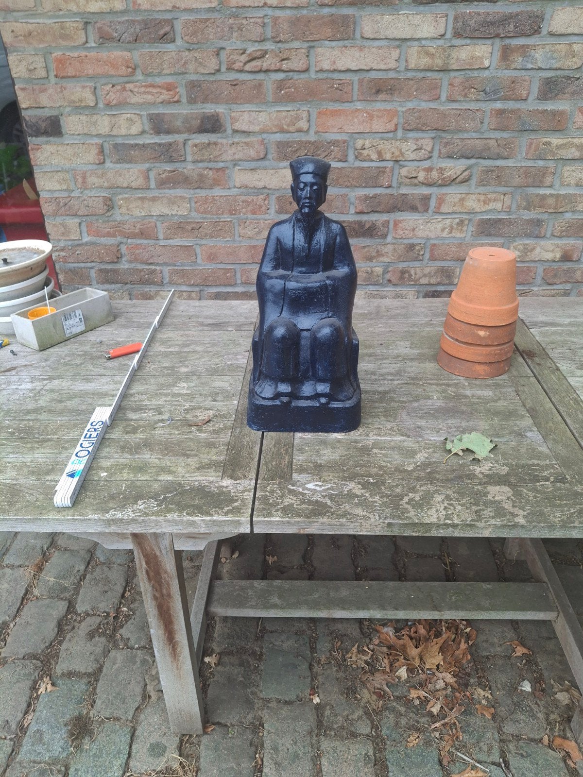 Chinese ambtenaren beeld, Ophalen, Blauw, 20 - 50 cm, Steen of Keramiek