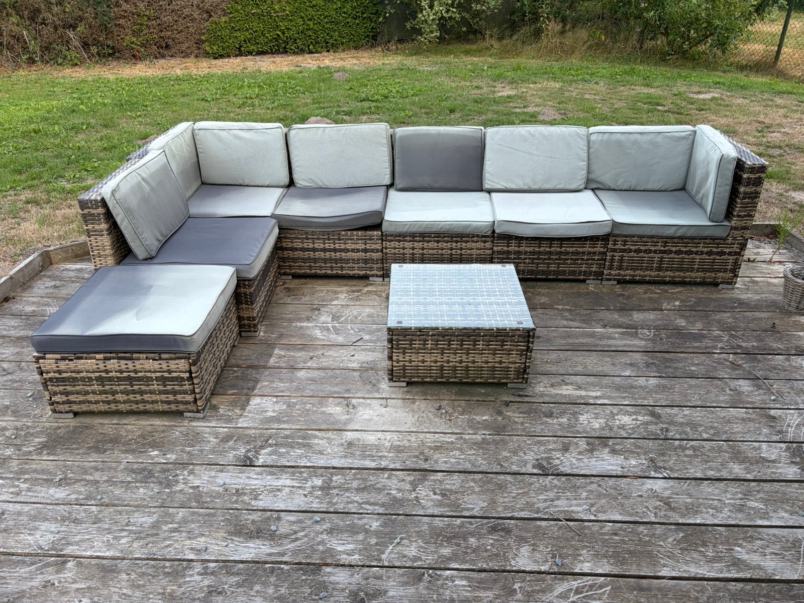 Luxe loungeset - Grote hoekopstelling, Osier, Hocker, Utilisé, Sets de jardin