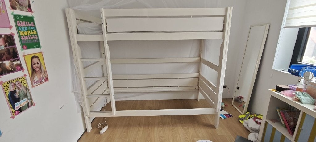 Stapelbed in massief hout., Enlèvement, Utilisé, Lits superposés