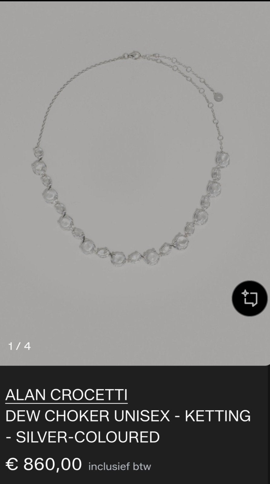 Alan Crocetti  unisex ketting, Ophalen of Verzenden, Zilver, Zilver