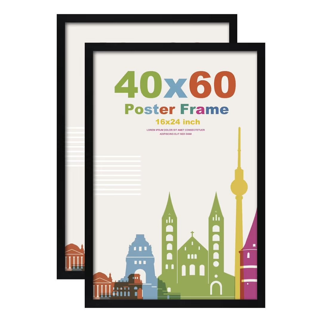 Egofine Fotolijsten 2-pack hout 40x60cm met acrylglas Zwart, Overige materialen, Nieuw, Ophalen of Verzenden, Fotolijst