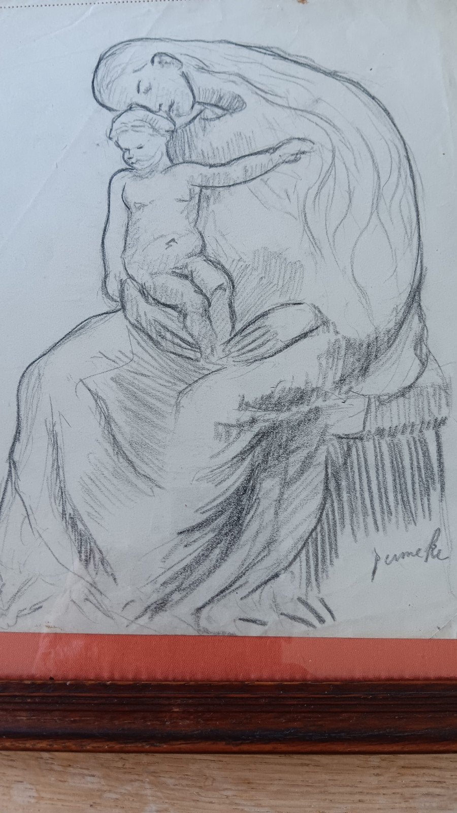 Originele potloodtekening moederschap permeke, Antiquités & Art, Art | Dessins & Photographie, Enlèvement, Dessin au crayon, Signé