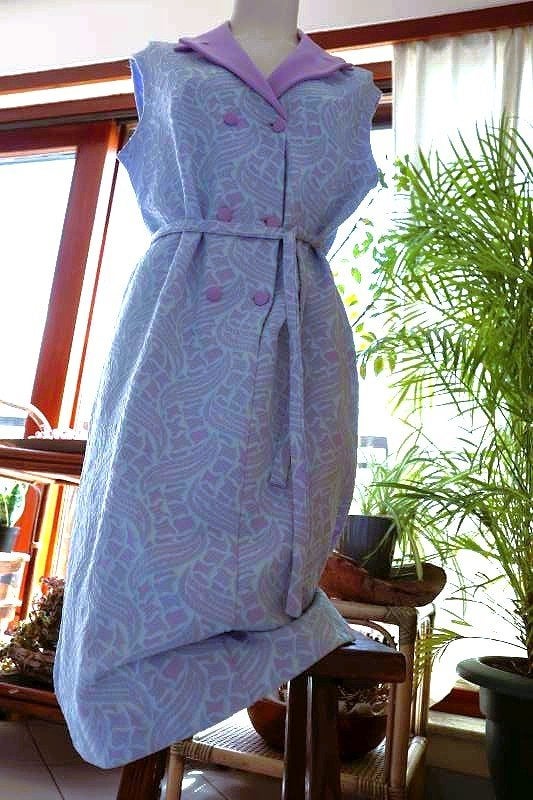 blauwe retro jurk vintage dressing, Kleding | Dames, Jurken, Zo goed als nieuw, Maat 46/48 (XL) of groter, Blauw, Ophalen of Verzenden