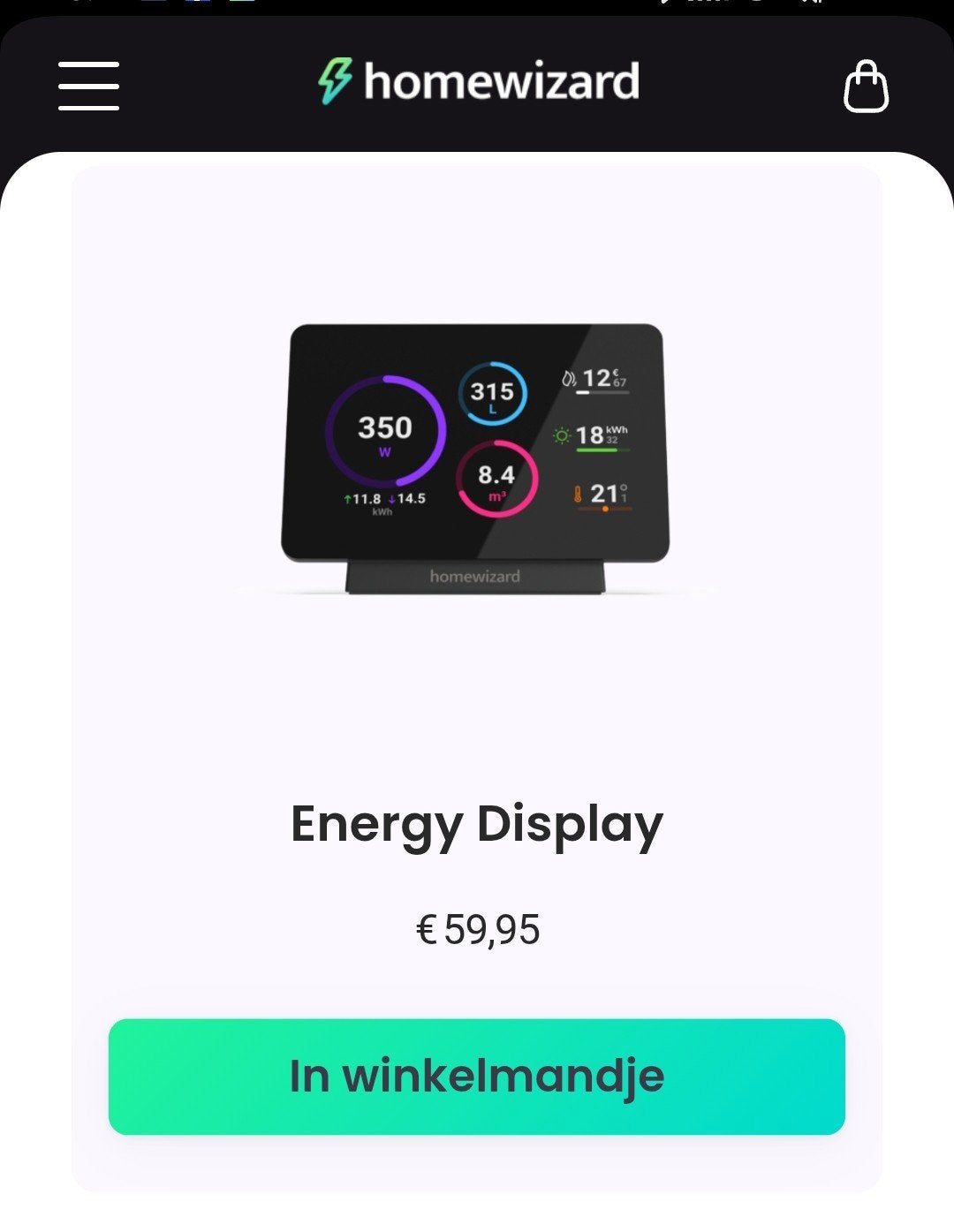 HomeWizard display, Ophalen, Nieuw