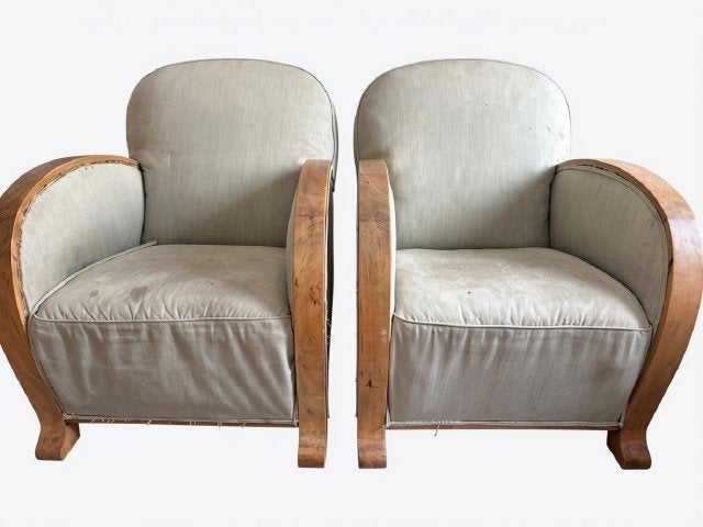Paire de fauteuils club Art Deco -à retapisser, Maison & Meubles, Art Déco, Moins de 75 cm, Enlèvement, Utilisé