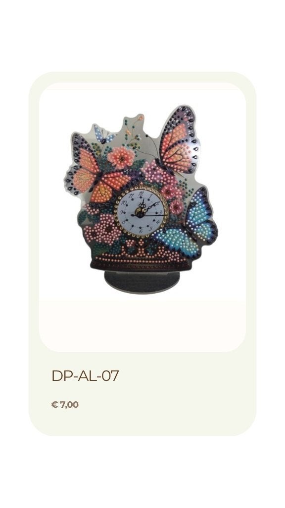 Uitverkoop! -25 % korting! Klok Vlinder, Huis en Inrichting, Handgemaakt, Meerkleurig, Nieuw, Ophalen of Verzenden