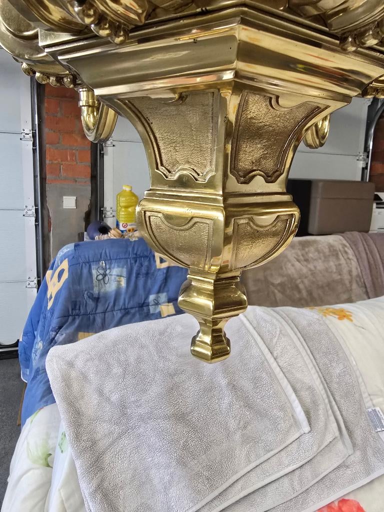 Prachtige antieken vergulde bronzen kasteelluchter, Antiek en Kunst, Ophalen