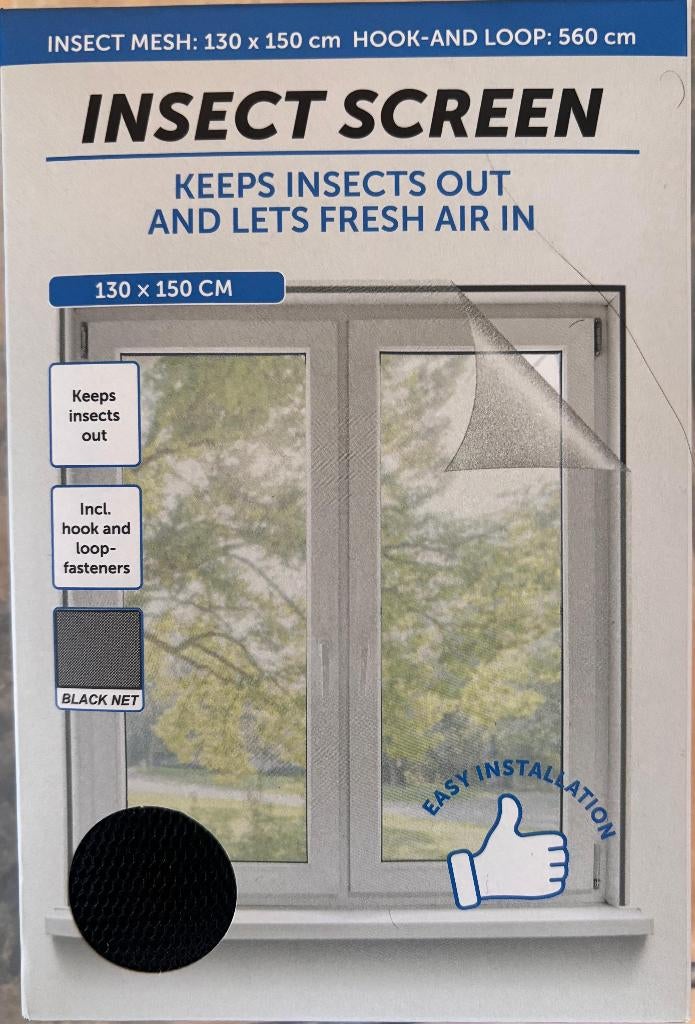 Raam insectenhor 130x150 cm–Zwart–Nieuw–Tegen muggen&vliegen, Huis en Inrichting, Woonaccessoires | Overige, Ophalen of Verzenden