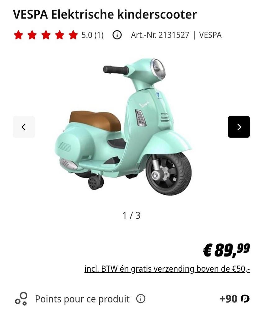 À vendre – Mini Vespa électrique pour enfant (couleur verte), Enlèvement, Électrique
