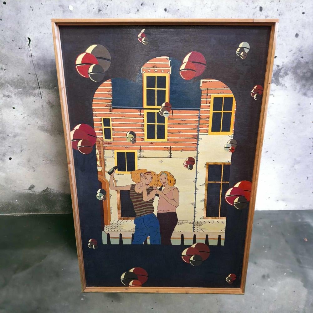 Kunst, schilderij, Abstract geverfd, signatuur Plaisier. J, Antiek en Kunst, Ophalen