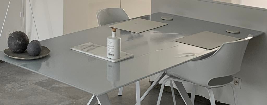 Tafelblad van Joli in melkglas - 2m op 1m, Maison & Meubles, Pièces pour table, Enlèvement, Comme neuf, Dessus de la table