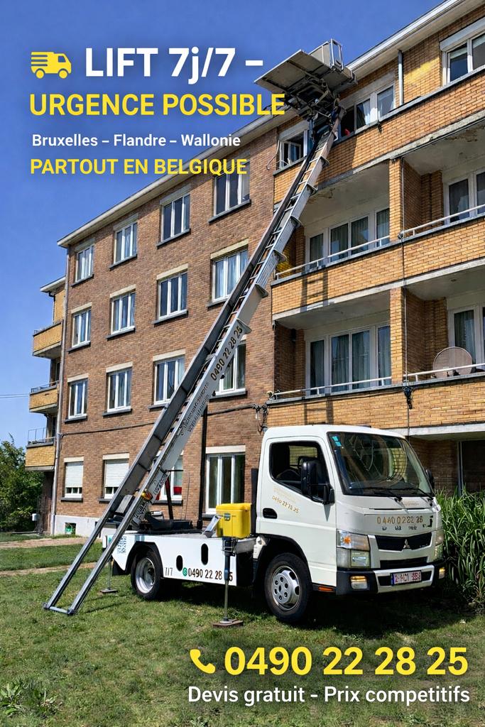 7/7 HEFTRUCK MET VERHUISWAGEN 20 m³  📞0490 22 28 25📞