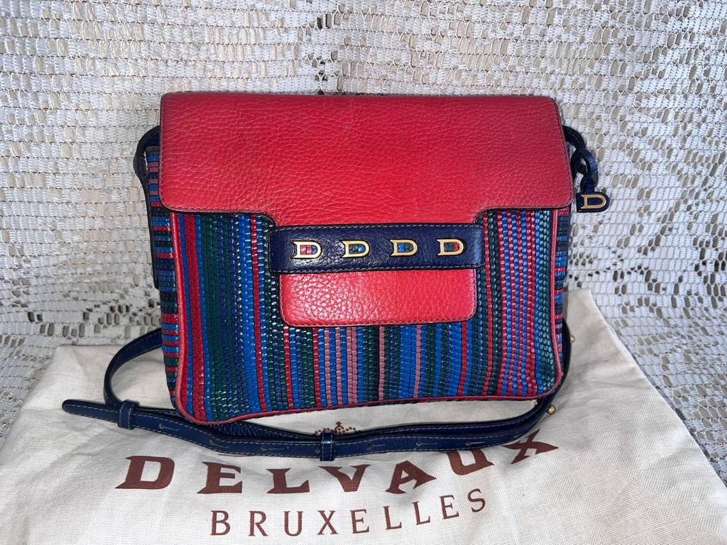 DELVAUX tas Malbec model veelkleurig geweven leer, Ophalen of Verzenden, Zo goed als nieuw