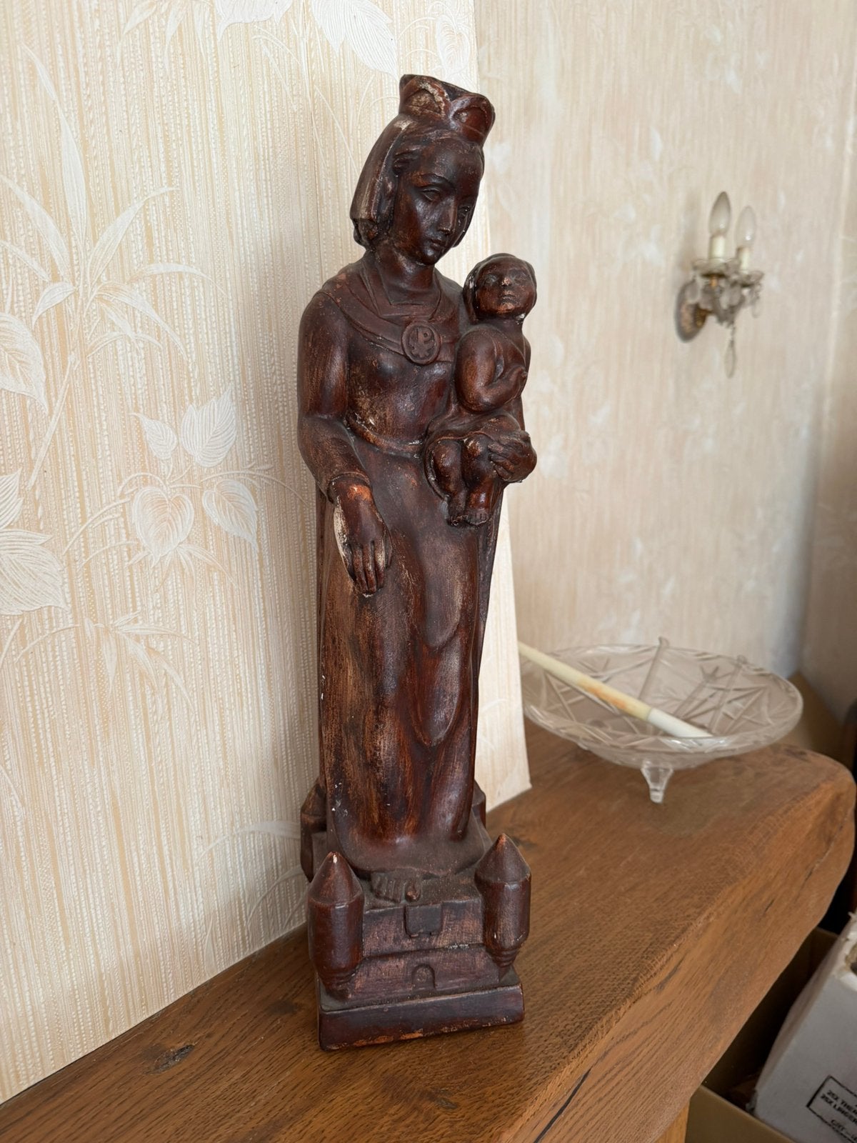 Zwaar Houten maria, Antiek en Kunst, Antiek | Religieuze voorwerpen, Ophalen
