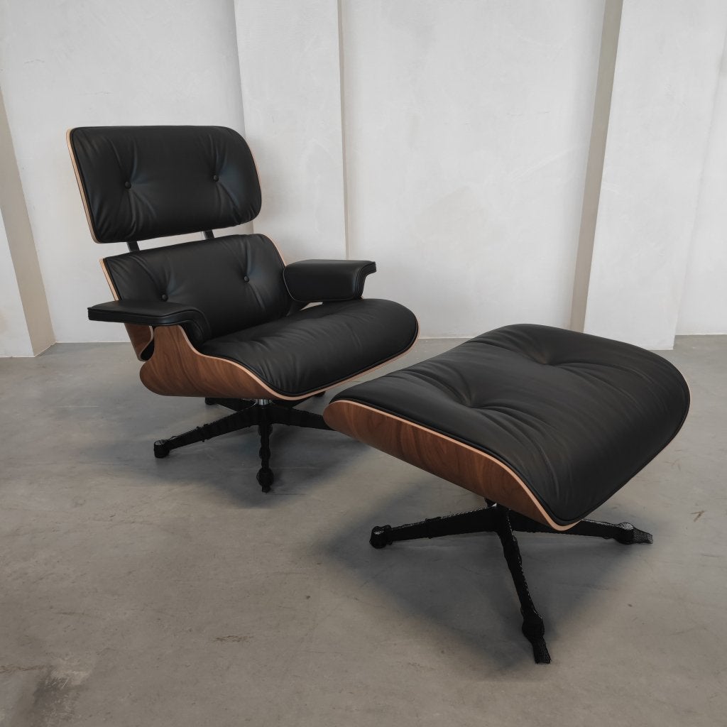 Vitra Eames Lounge chair - Notenhout zwart - Nero leder, Ophalen of Verzenden