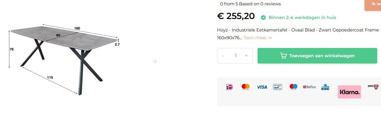 Hoyz Industriële eetkamertafel, Ophalen, Zo goed als nieuw, Vijf personen of meer