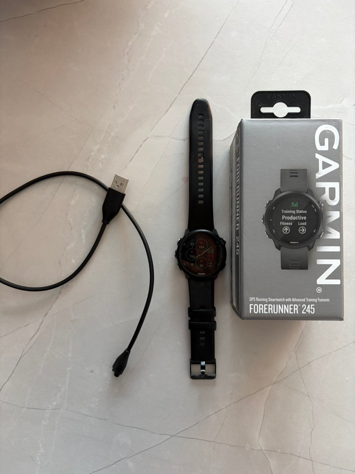 Garmin forerunner 245, Handtassen en Accessoires, Sporthorloges, Ophalen of Verzenden, Waterdicht, Gebruikt, Zwart