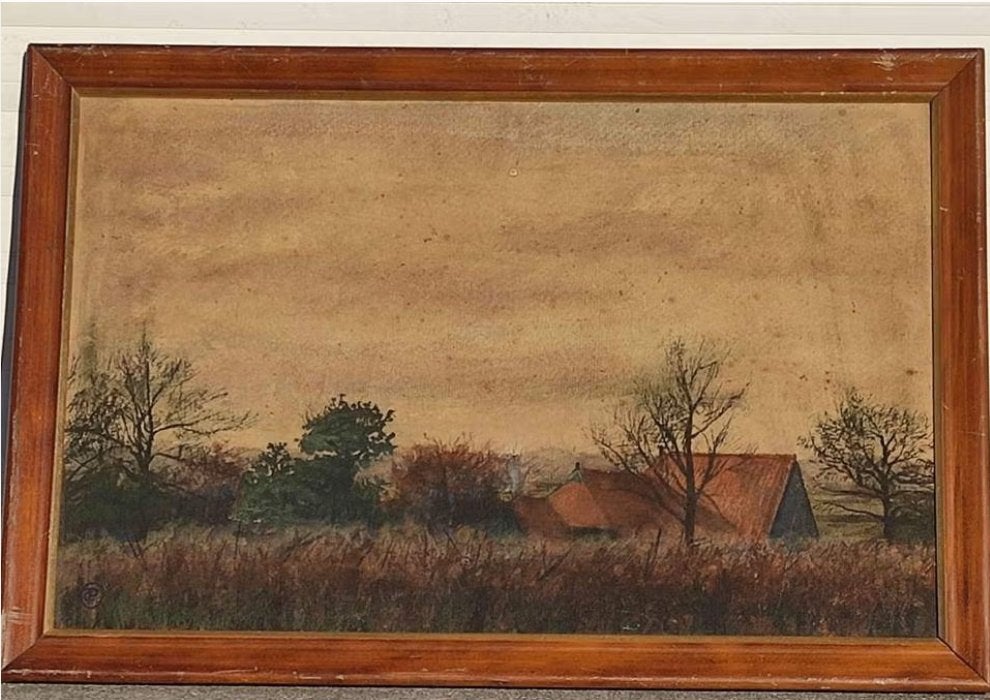 Aquarelle paysage monogramme constant permeke, Enlèvement ou Envoi, Aquarelle, Paysage