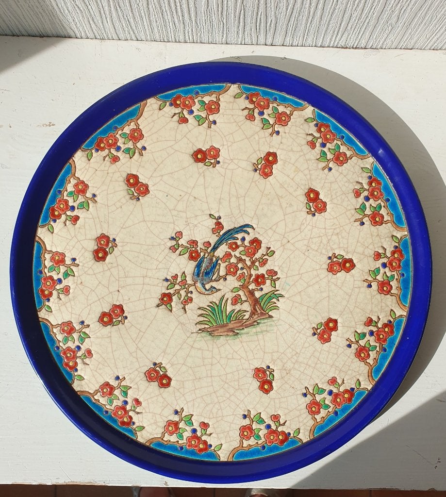 Grande assiette/assiette murale Émaux de Longwy —37 cm -, Enlèvement ou Envoi