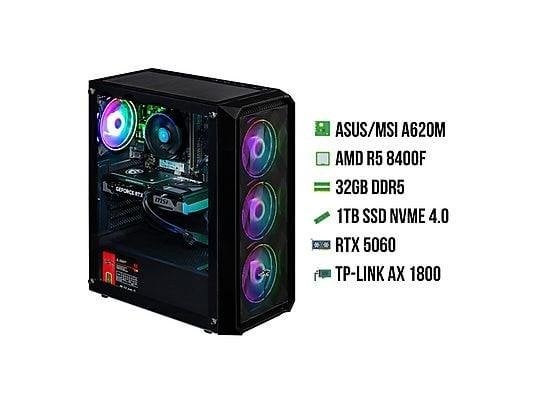 Game PC AMD RYZEN 5 8400F  NVIDIA RTX5060 1TB SSD 32RAM, Neuf, Msi, 32 GB, Avec carte vidéo