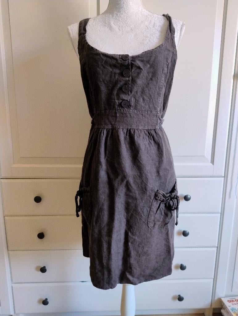 Robe en lin brune 40, Maat 38/40 (M), Cassis Collection, Bruin, Verzenden
