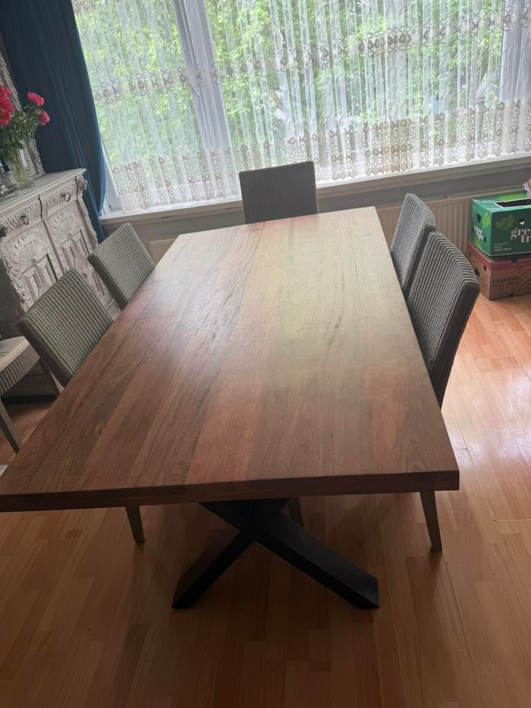 Prachtige houten eettafel 180x100 - Industriële, Huis en Inrichting, Tafels | Eettafels, Ophalen, Zo goed als nieuw