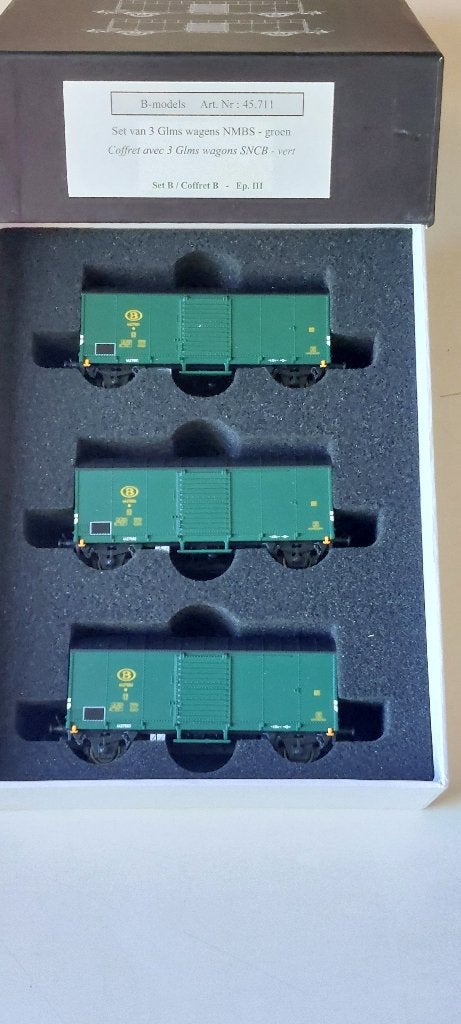 SNCB/NMBS B-MODELLEN SET 3 GLMS*HO*DC*45.711, Overige merken, Treinset, Gelijkstroom, Verzenden