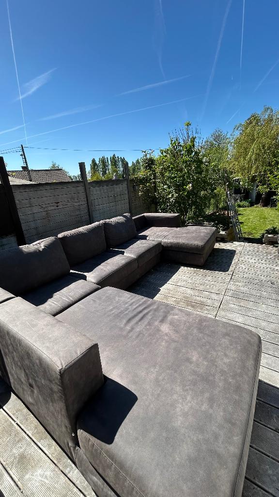 Hoekbank van imitatieleer, Ophalen, Gebruikt, 100 tot 125 cm, Hoekbank