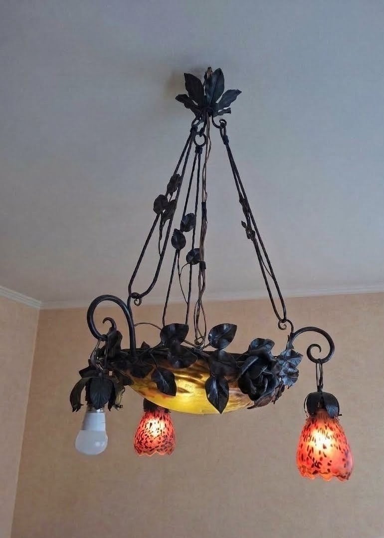 lustre art déco en fer forgé, Enlèvement