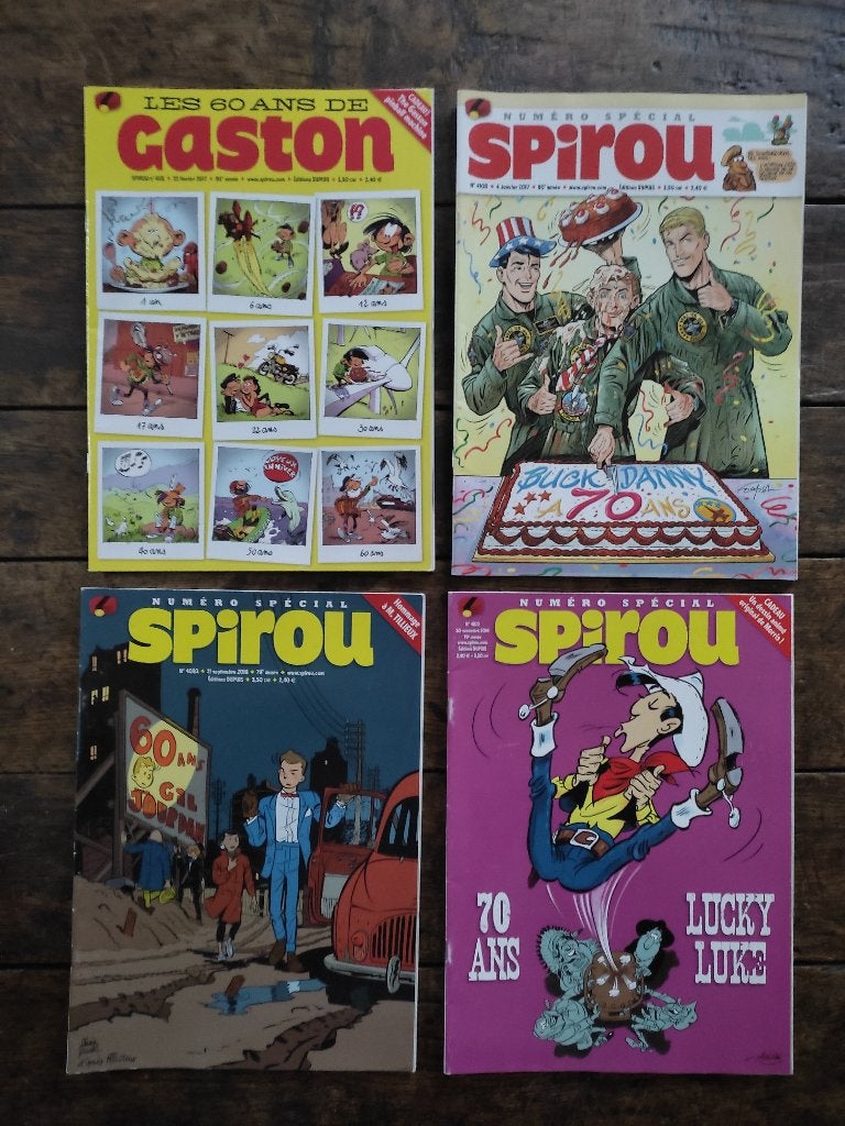 4 Spirou "numéro spécial anniversaire" avec les suppléments, Série complète ou Série, Envoi, Comme neuf, Franquin-Morris-Tillieux