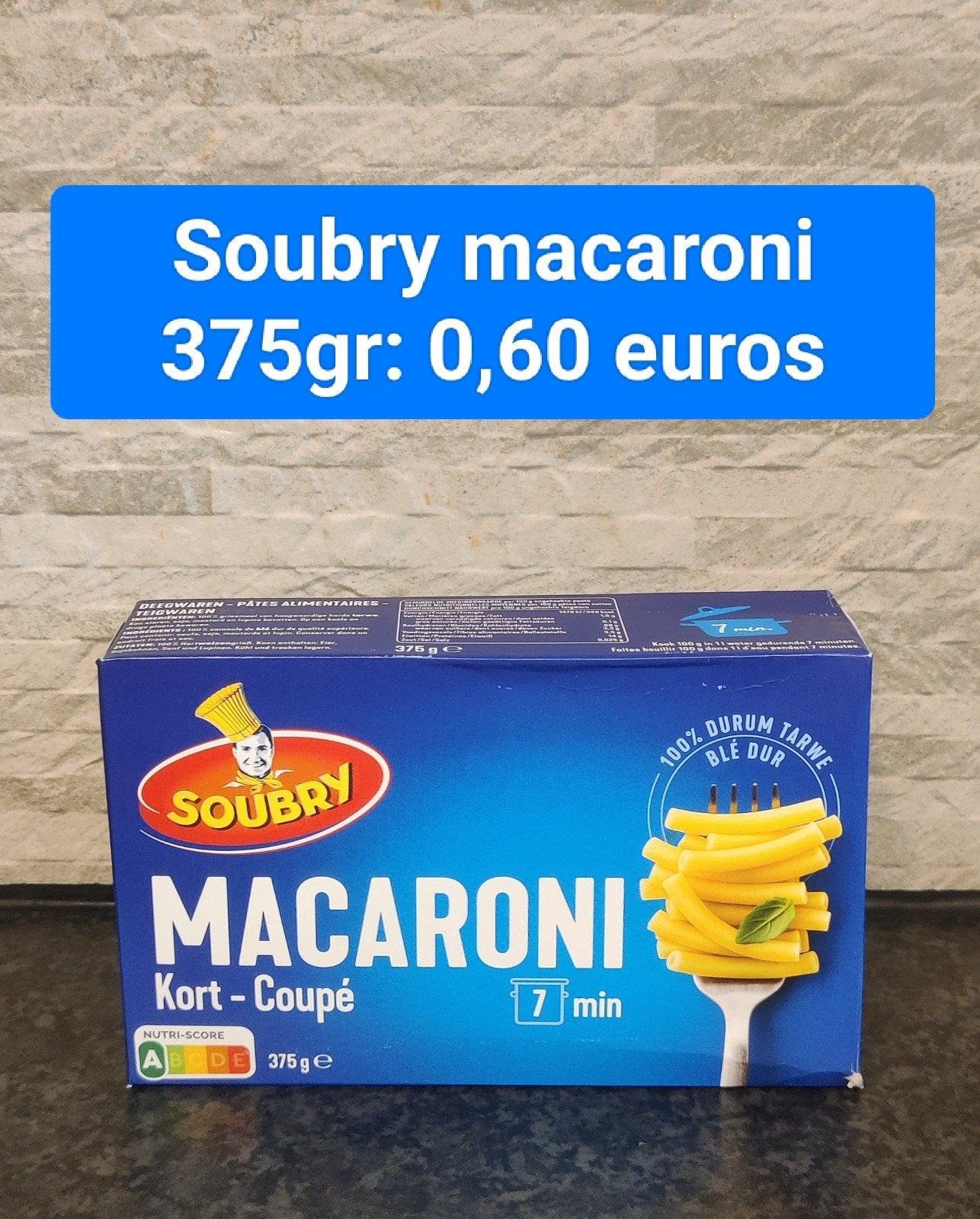 Soubry macaroni 375gr, Ophalen