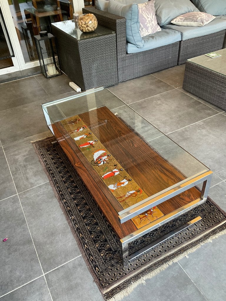 Table basse céramique/inox/bois signé DeNisco Antonio, Enlèvement