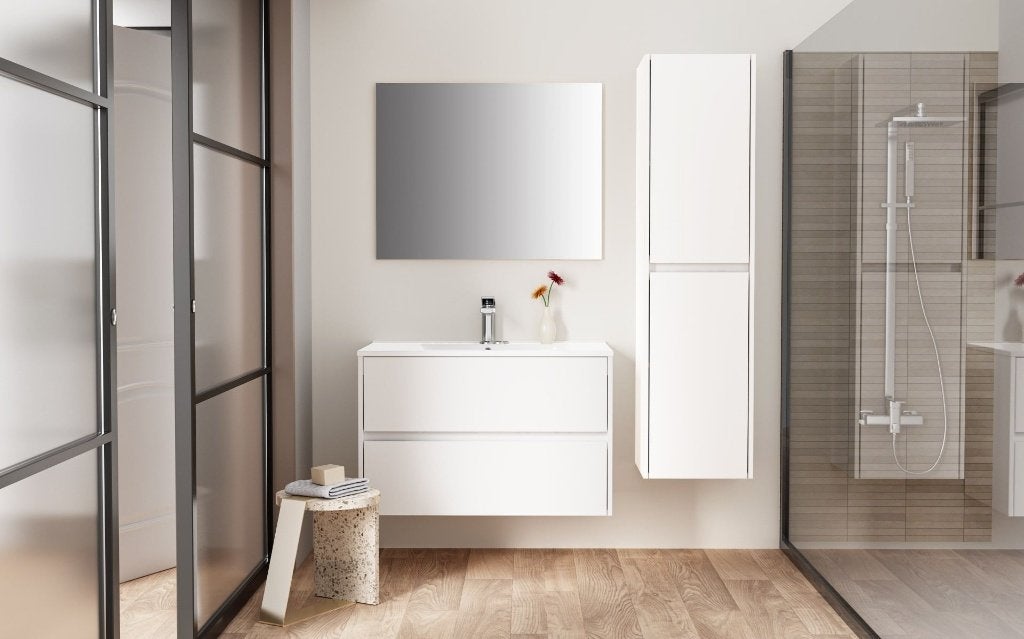 MEUBLE SALLE DE BAIN AVEC VASQUE ET MIROIR, Neuf, 25 à 50 cm, Moins de 100 cm, Meuble lavabo