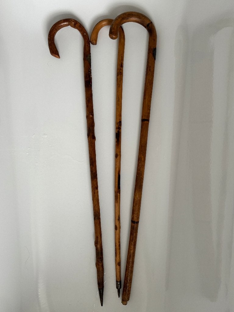 Klassieke Houten Wandelstokken /  (Set van 3), Antiek en Kunst, Ophalen