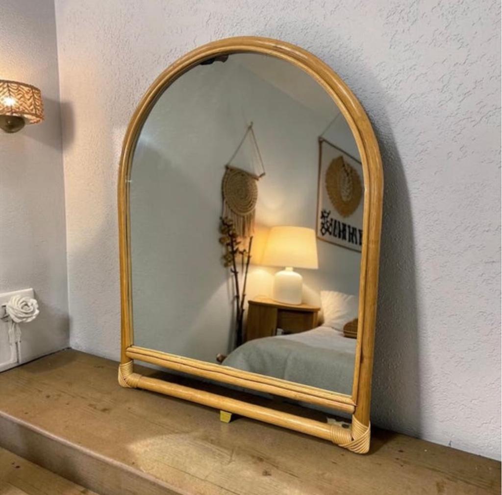 miroir en rotin vintage, Envoi, Utilisé