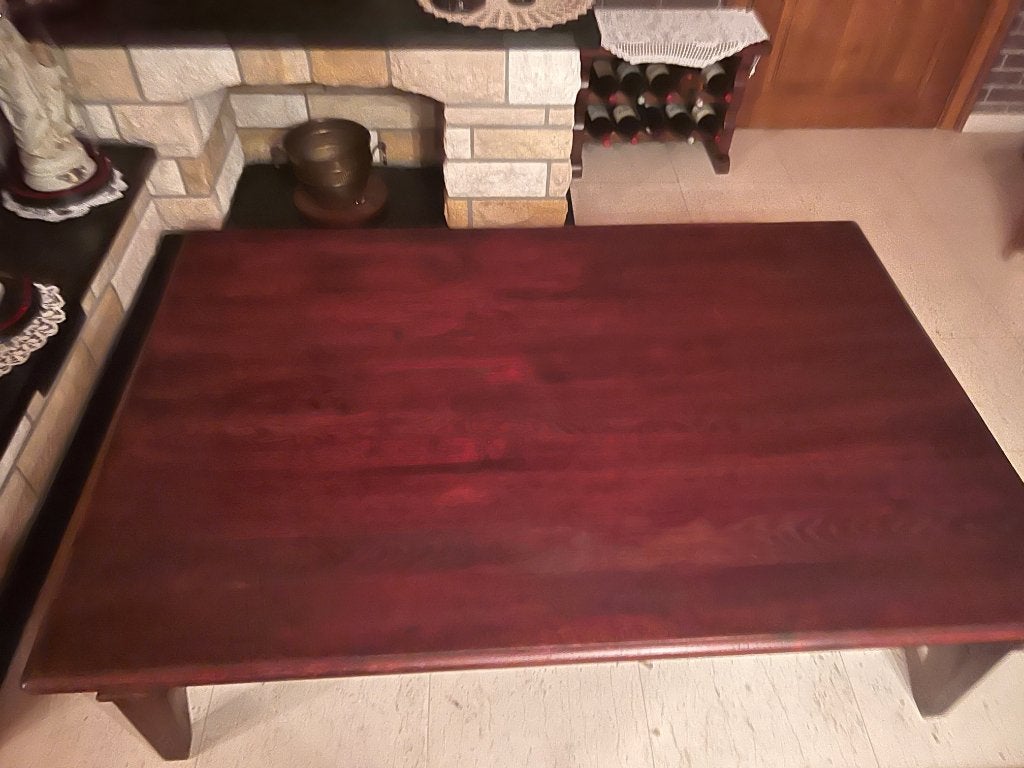 massieve houten salontafel, 150 cm op 100 cm KOOPJE !, Ophalen, Zo goed als nieuw