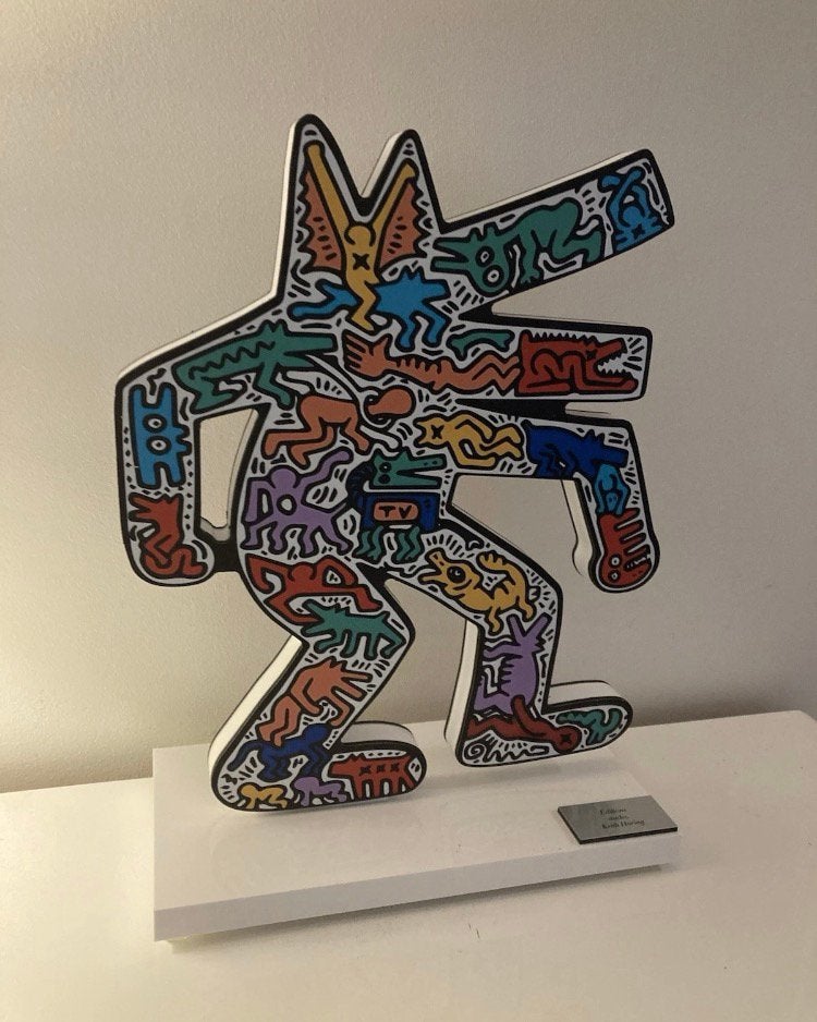 Keith Haring (after) : sculpture en verre acrylique avec COA, Antiquités & Art, Enlèvement ou Envoi
