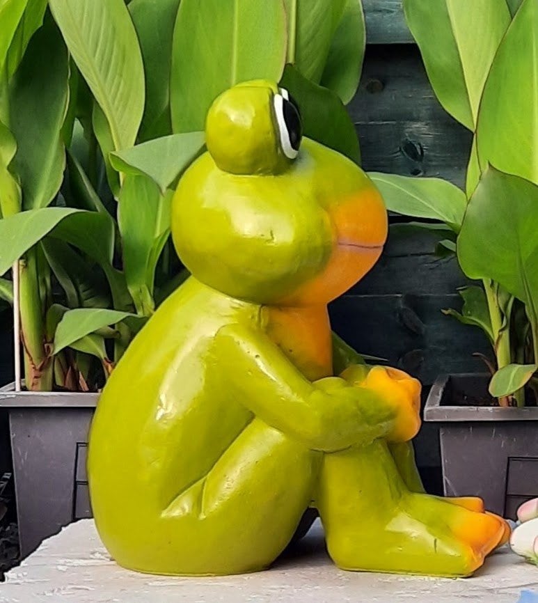 Mooie Grappige XXL zittende grote Kikker 50cm, Tuin en Terras, Tuinbeelden, Ophalen, Nieuw, Kunststof, Dierenbeeld