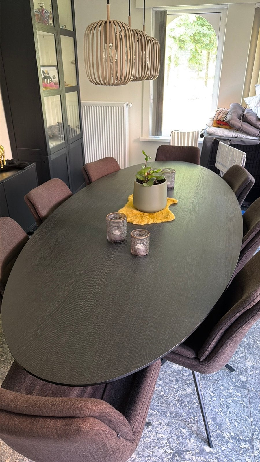 Eettafel hout zwart met 8 stoelen T&T Design, Ophalen, Zo goed als nieuw