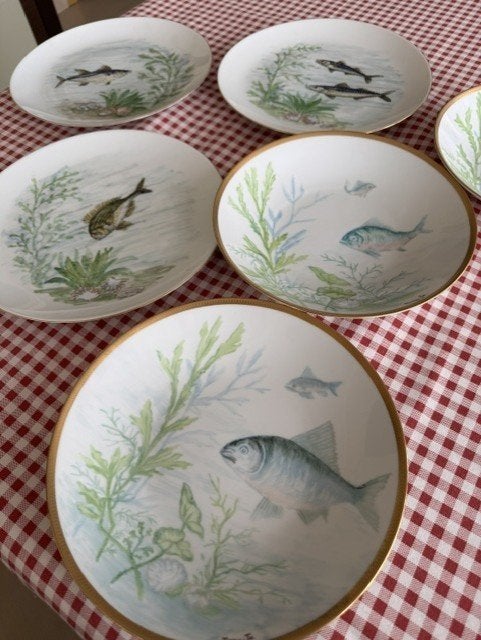 Service à poissons, Huis en Inrichting, Keuken | Servies, Ophalen, Zo goed als nieuw, Bord(en), Overige stijlen