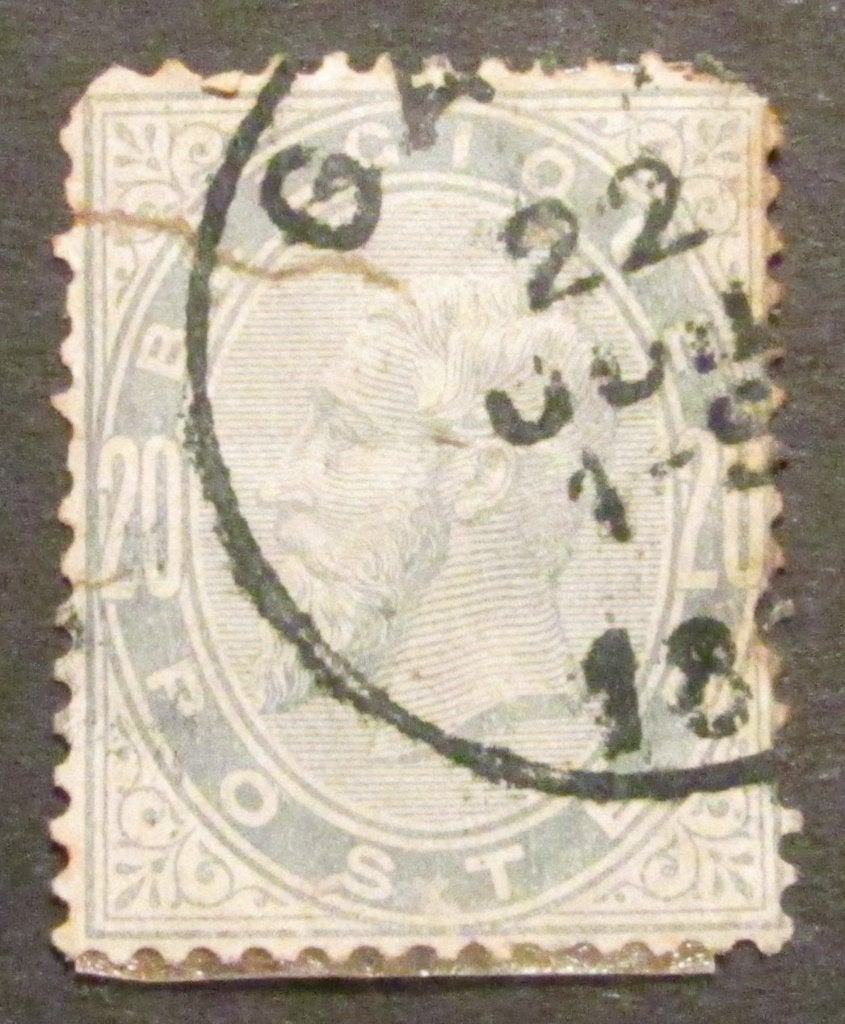 20 centimes estampillé par Léopold II à partir de 1883, Enlèvement ou Envoi, Affranchi, Timbre-poste, Maison royale