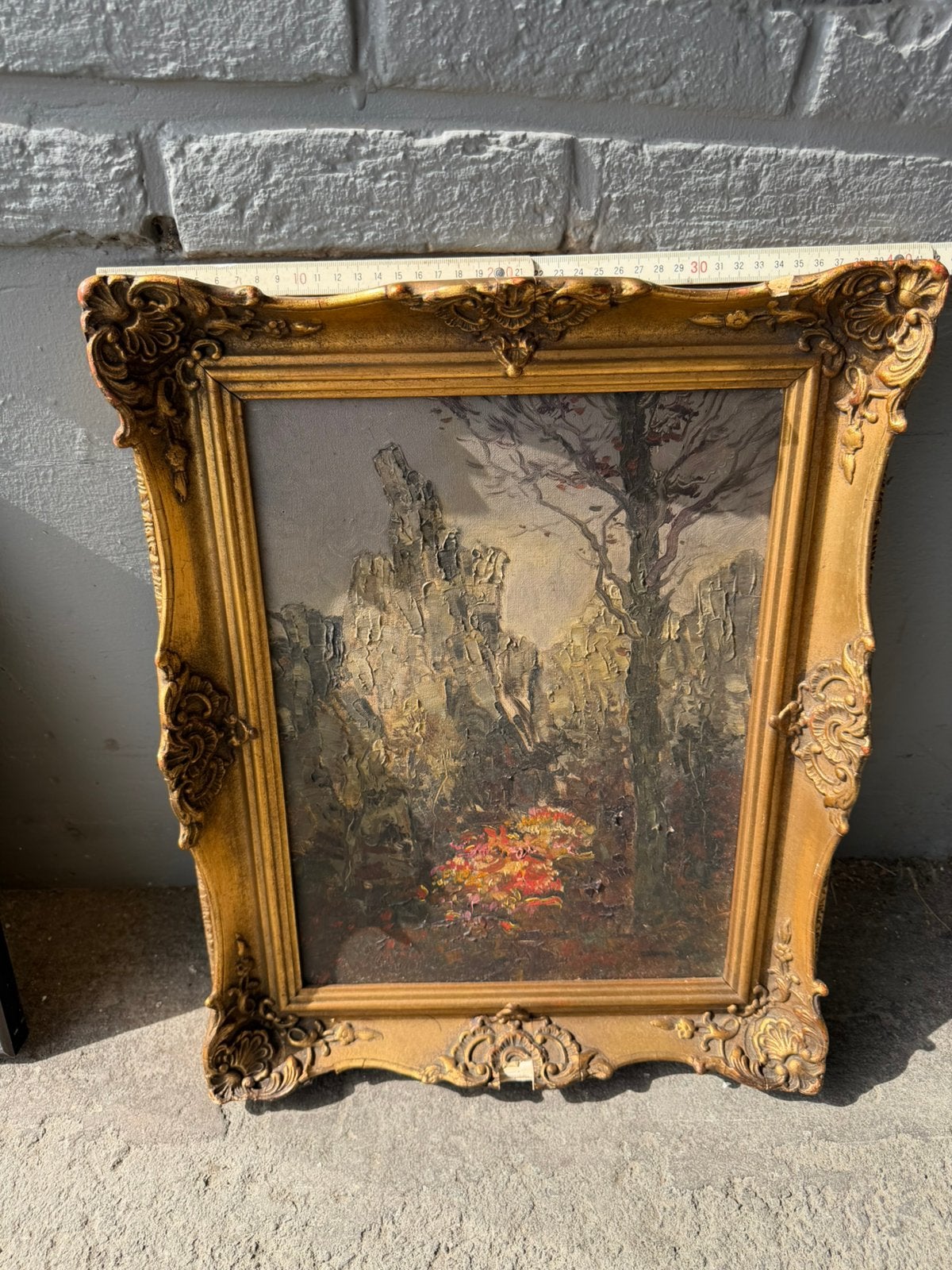 Huile sur toile – Rocher du Roi Albert à Marche-les-Dames, Antiquités & Art, Enlèvement, Paysage, Toile
