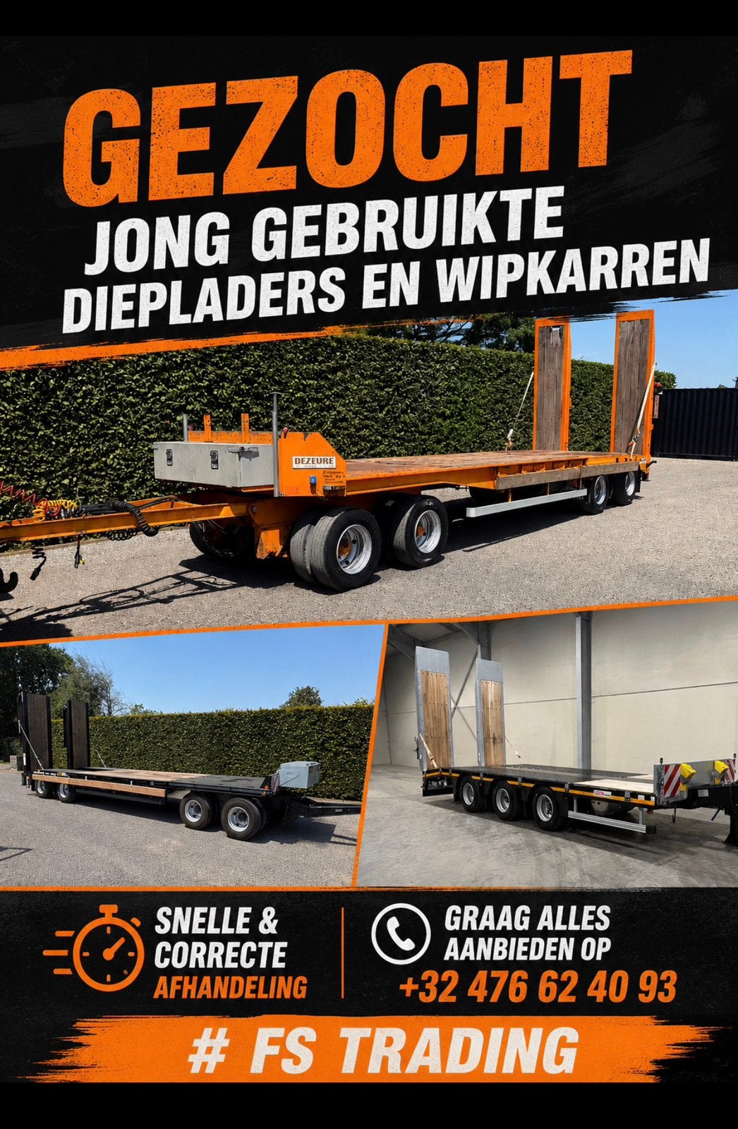 Gezocht! Jong gebruikte diepladers/ wipkarren, Ophalen, Zo goed als nieuw