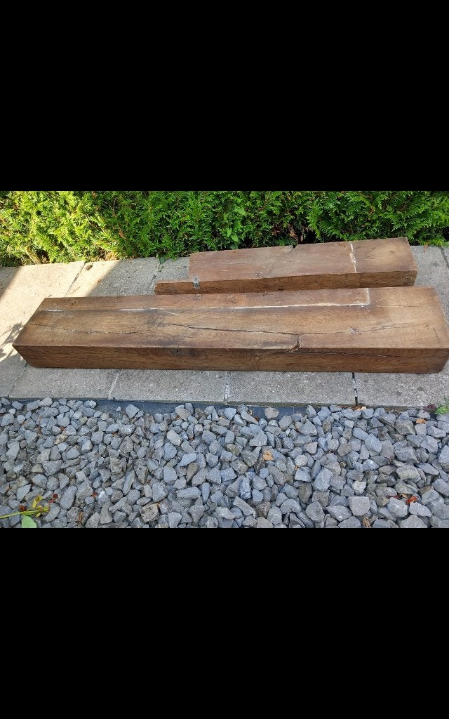 2 mooie oude dikke balken voor bv.schouwtablet,..., Doe-het-zelf en Bouw, Hout en Planken, Ophalen, Balk