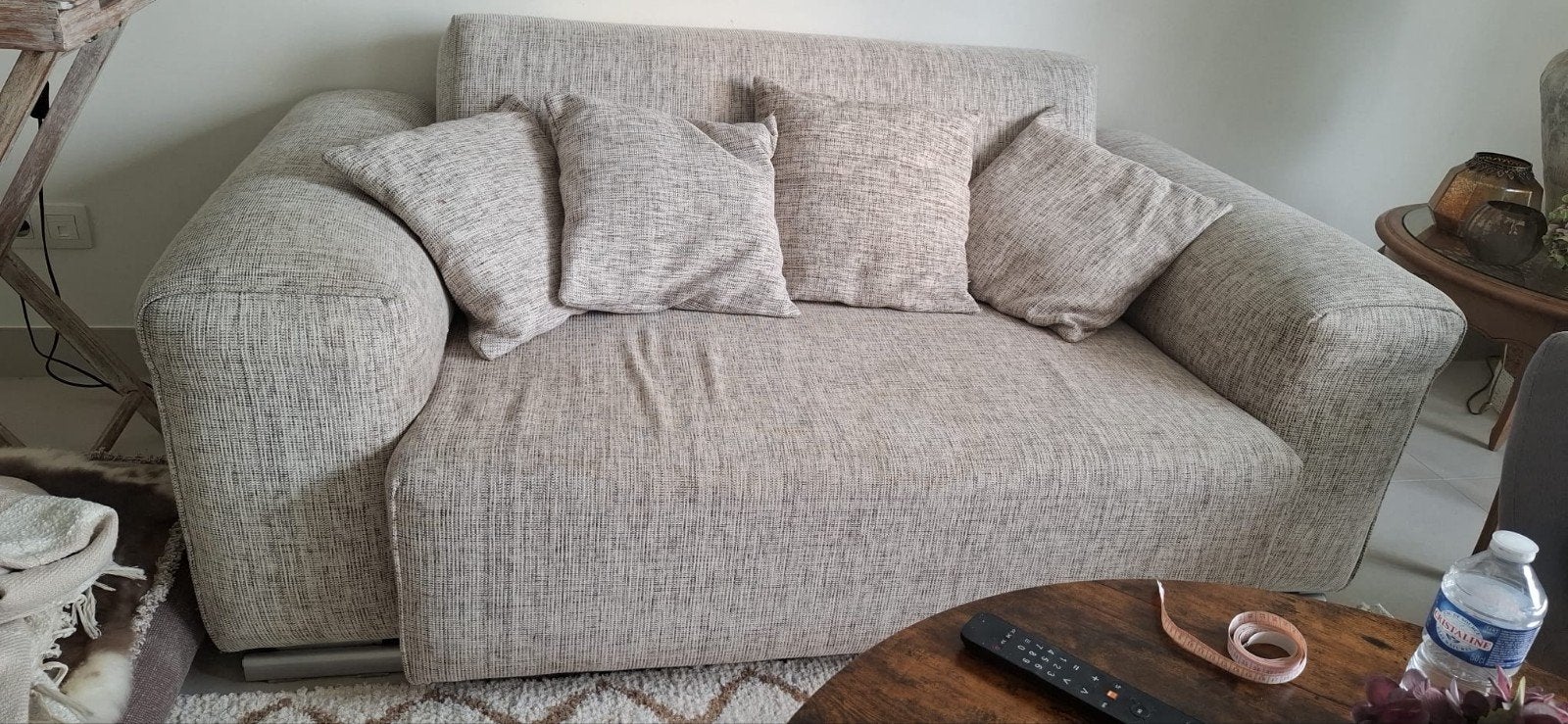 beige stoffen salon 2m op 0,90m, Ophalen, 75 tot 100 cm, Stof, 150 tot 200 cm