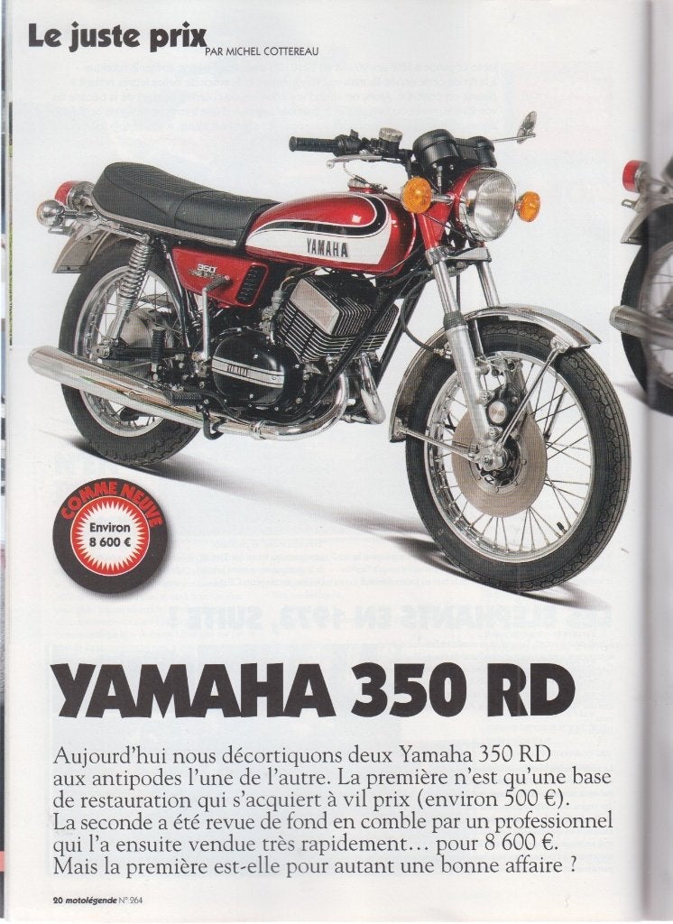 1973 Moto Yamaha RD 350 collection, Envoi, Utilisé