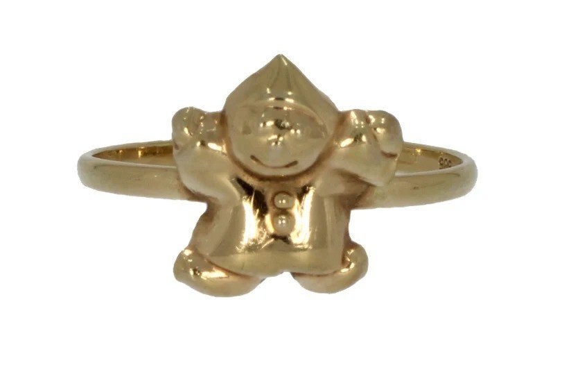 14 karaats gouden kinder ring clown, Heer, Ophalen of Verzenden, Zo goed als nieuw, Met edelsteen